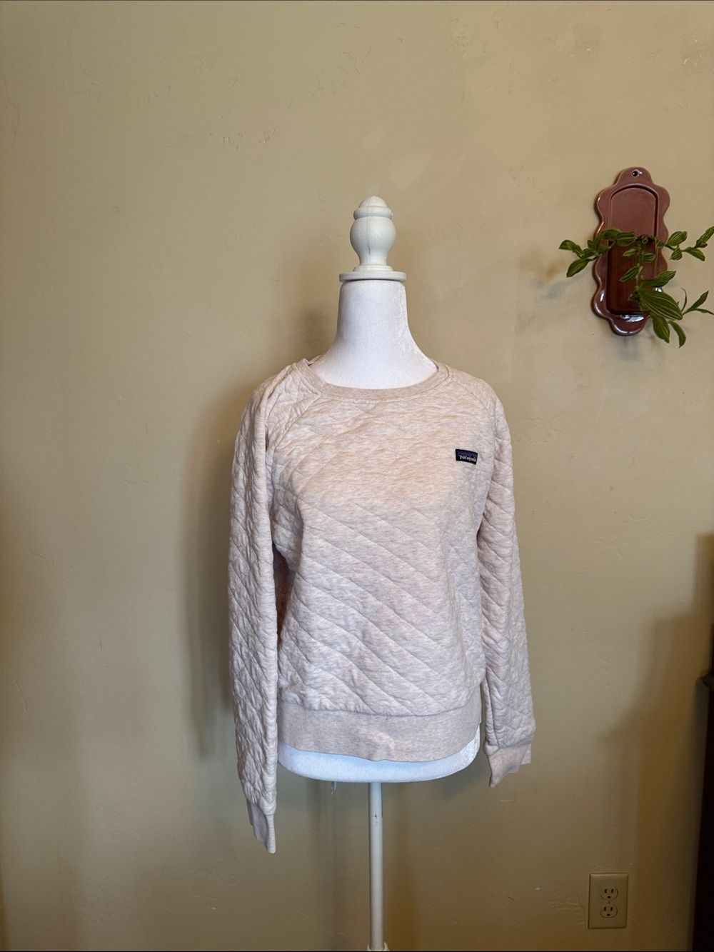 Patagonia Quilted Crewneck Sweater in Beige